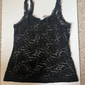 gilligan o'malley Intimates Black Sheer Cami Tank Top Lace Lingerie Women’s Med